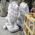 factory direct supplied life size sitting stone white marble lion sculpture for outdoor building bank hotel decoration